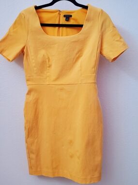Ann Taylor Yellow Scoop Neck Sheath Dress